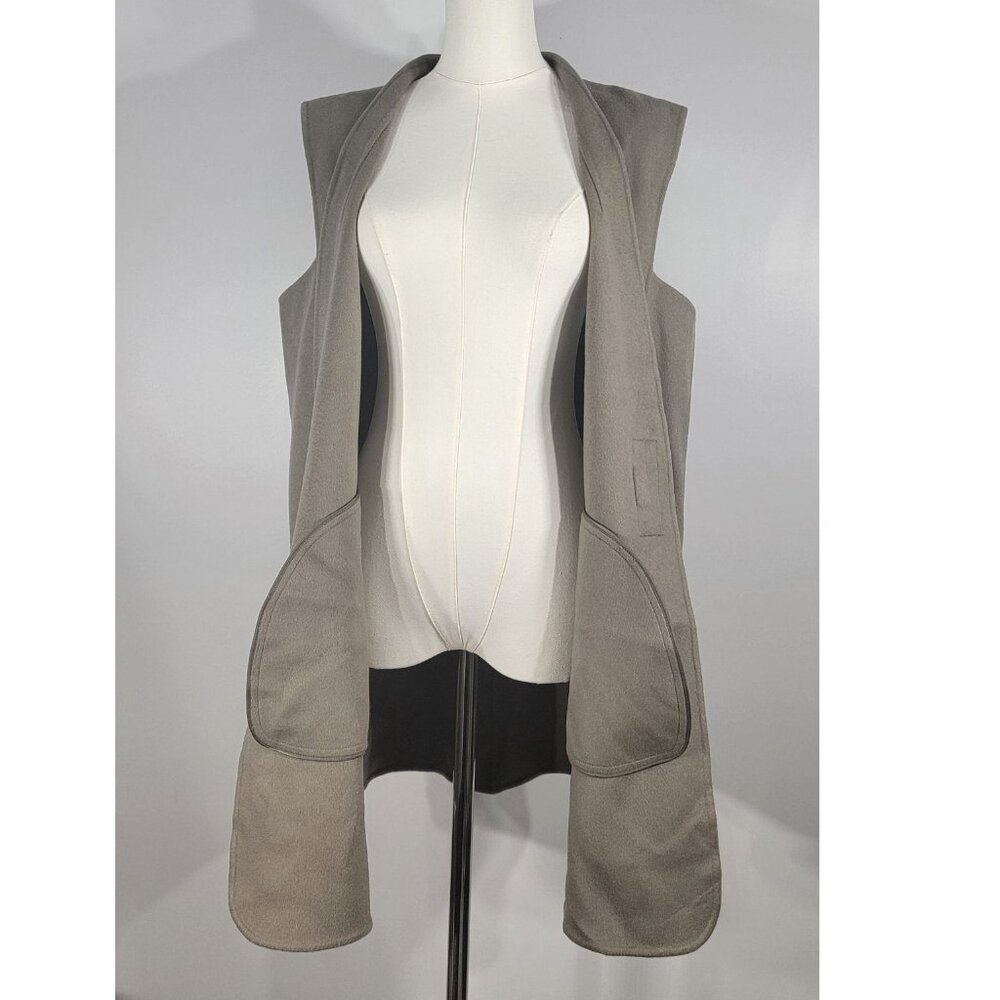 Lafayette 148 NY 100% Cashmere Taupe Long Vest with Monili Detail, Womens Size L - Picture 7 of 11